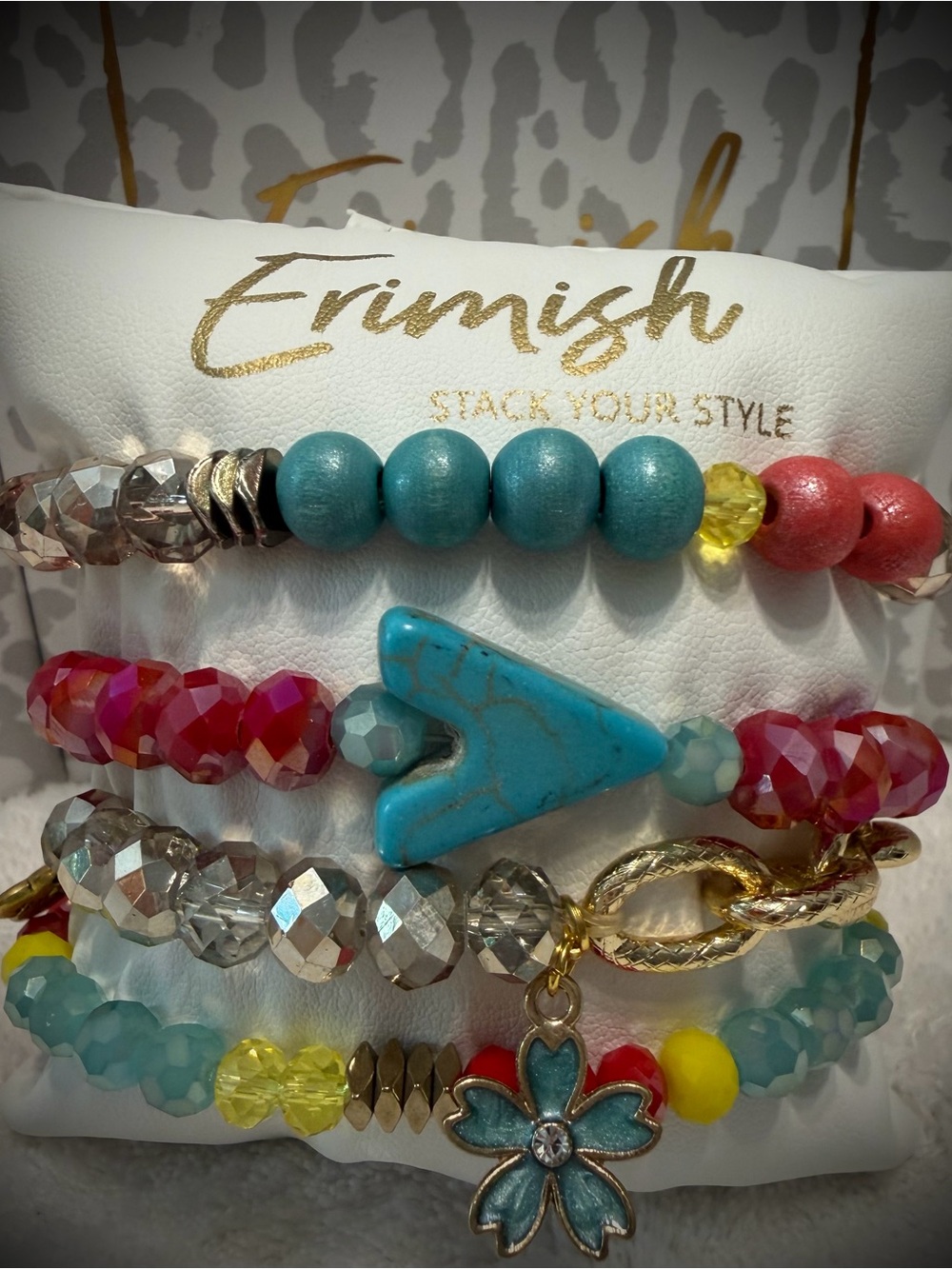 New ERIMISH Bracelets 4 pc - Turquoise & Red - Custom Regular, Kids Or Extended